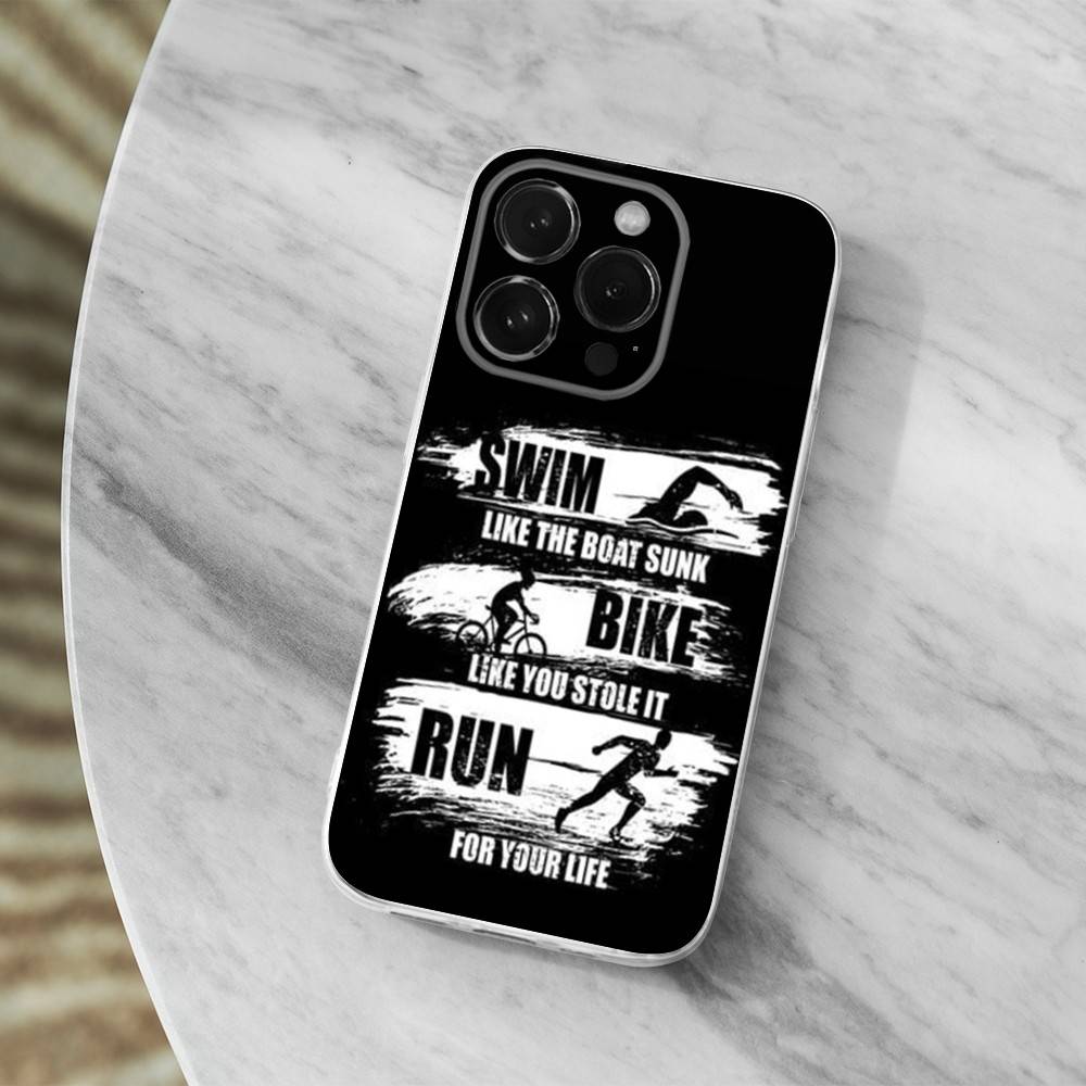 Триатлон Плавание Велосипед Бег Для iPhone Max,14,SE,12,15,Pro,17,Plus,11,XS,Mini,16,X,13,XR,Прозрачный Мягкий Чехол