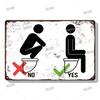 Funny Toilet Vintage Metal Poster Bathroom Rules Retro Tin Sign Bathroom Toilet Wall Art Decoration Plaque for Modern Home Decor