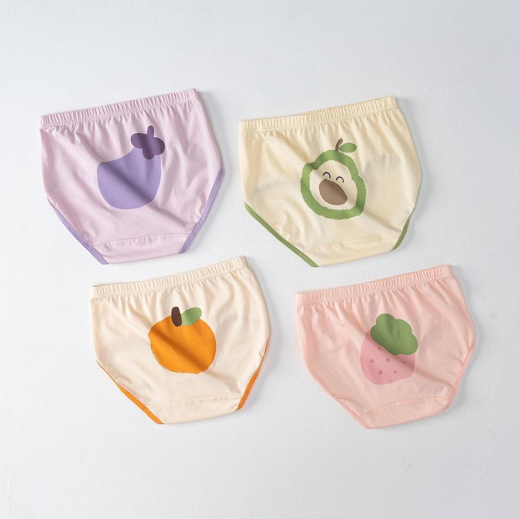 "Girls' Cute Cartoon Print Cotton Underwear - High Elastic, Antibacterial, Breathable Briefs for Older Kids"