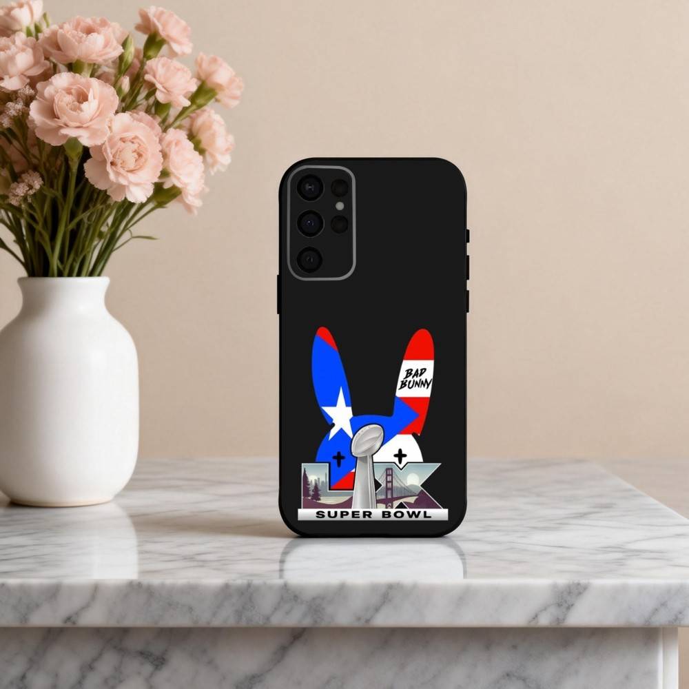 B-bad bunny супер B-bowl Чехол для телефона для Samsung S25, S24, S21, S22, S23, S30, Ultra, S20, Plus, Другие Мягкий черный чехол