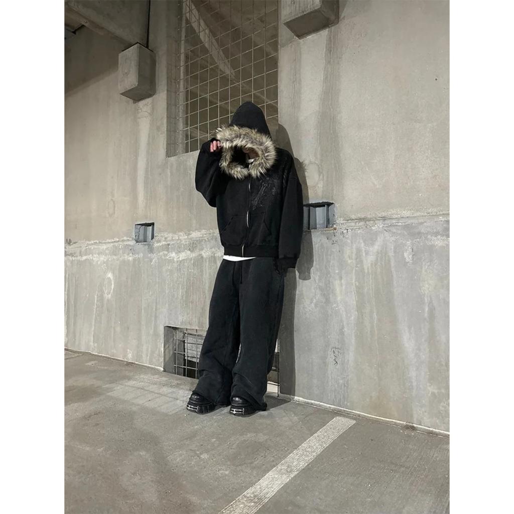 BeatStreet Осень/Зима Y2k Женские Эстетичные Харадзюку Толстовки с Капюшоном и Воротником из Искусственного Меха Одежда Графические Хип-Хоп Панк Готические Толстовки на Молнии