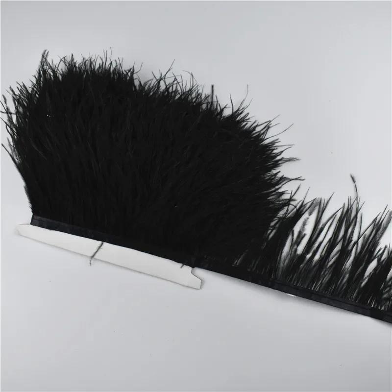 1M 5M 10Meter 8-10Cm Black Ostrich Feather Trims Natural White Ostrich Feather For Craft Ribbon Fringe For Skirt Party Clothing