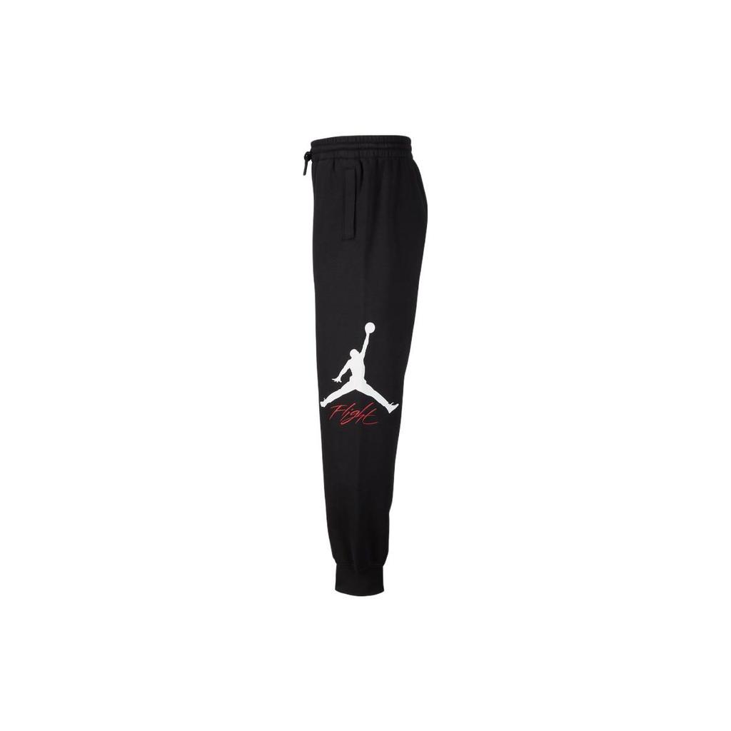 Jordan MJ Baseline Lace-Up Side Print Fleece Casual Knit Sports Pants Kids Pants Black FZ6362-010