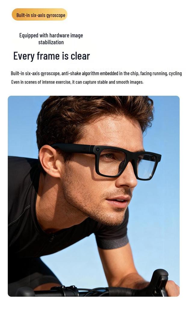 AI-Powered Smart Translation Glasses with 1200W Camera, Dual Microphone, Noise Reduction, and Live Streaming Capability.