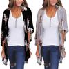 Women Chiffon Loose Shawl Print Kimono Cardigan Up Blouse Beachwear