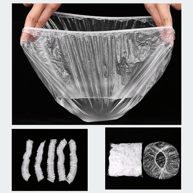 100Pcs Clear Disposable Shower Caps PE Waterproof Hair Caps for Hair Dye, Spa & Bathing Kitchen Bathroom Accessories