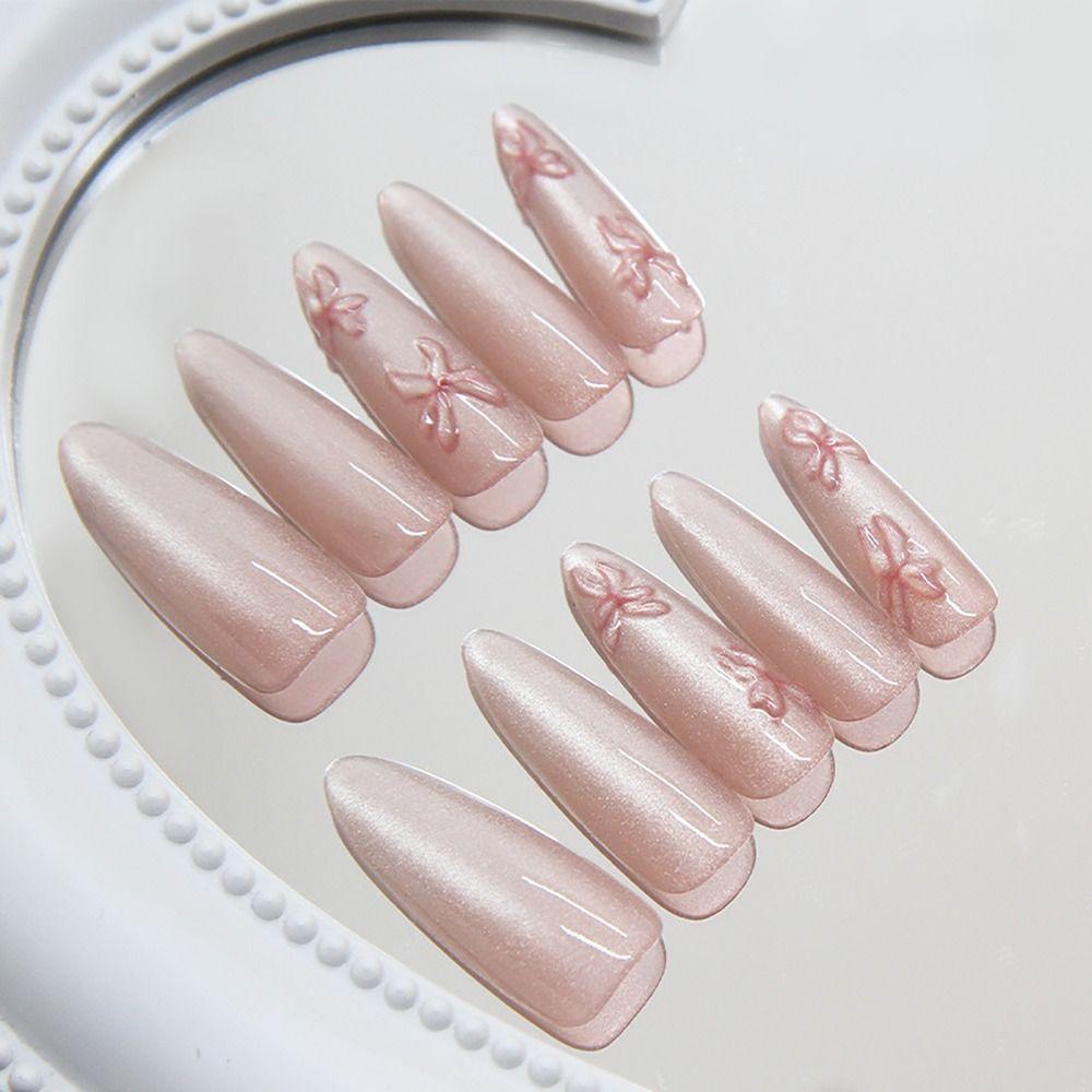 24/30PCS Cat Eye Gradient False Nail Flower Butterfly Love Nail Tips Press on Nails  for Women Girl