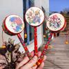 Kisangel Monkey Drum Chinese Rattle Drum Traditional Wooden Baby Rattle Toy Handheld Rattle for Baby Soothing Toy