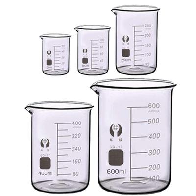 HAMILO Стакан для экспериментов Лабораторное оборудование Термостойкое стеклянное измерительное устройство Мерный стакан Стакан (Набор 5)