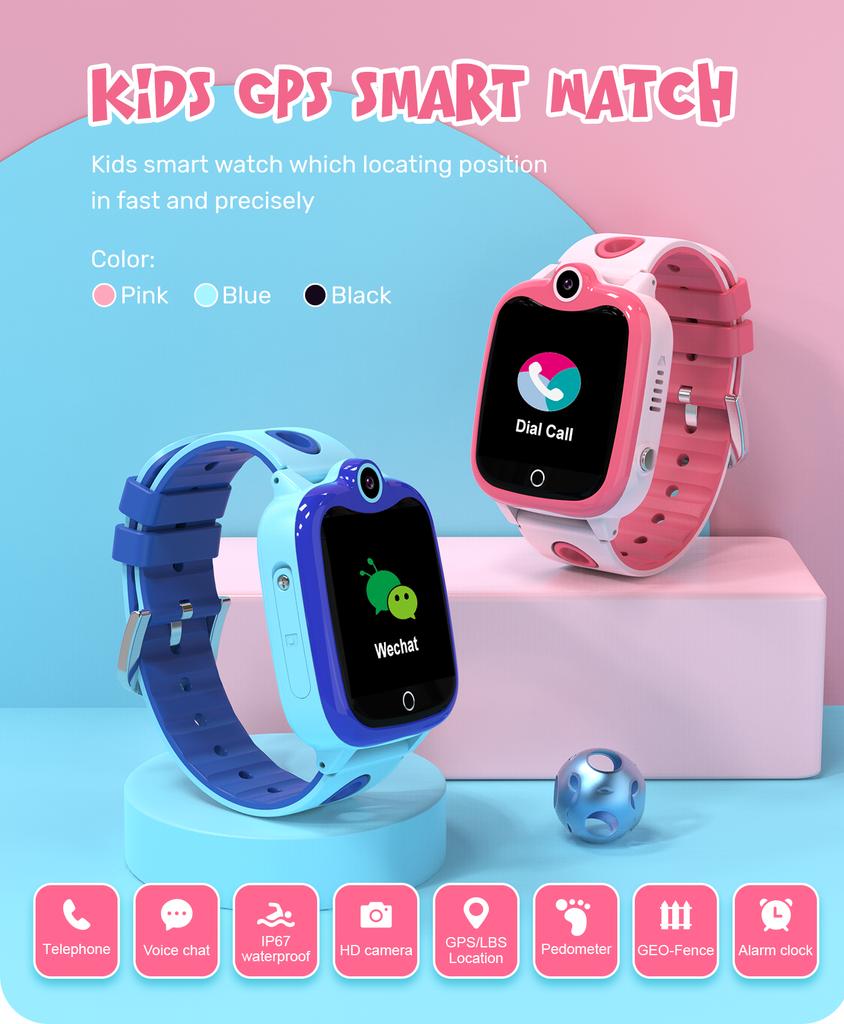 Kids Gps Smart Watch D06s Pedometer Positioning Ip67 Waterproof Smartwatch Children Safe Smartwrist Band Android Ios