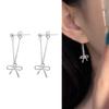 Elegant Bowknot Studs Jewelry Delicate Bowknot Pendant Ear Studs Silver Plated Earrings Adornment for Ladies