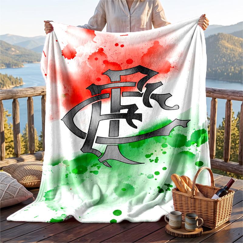 Warm Flannel Blanket Fluminense Pattern, Lightweight Comfortable Throw Blanket for Bed Sofa Use