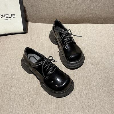 Весенние новые туфли на толстом каблуке и толстой подошве, женские туфли из натуральной кожи в японском стиле в стиле ретро, туфли Niche с большим носком, черные