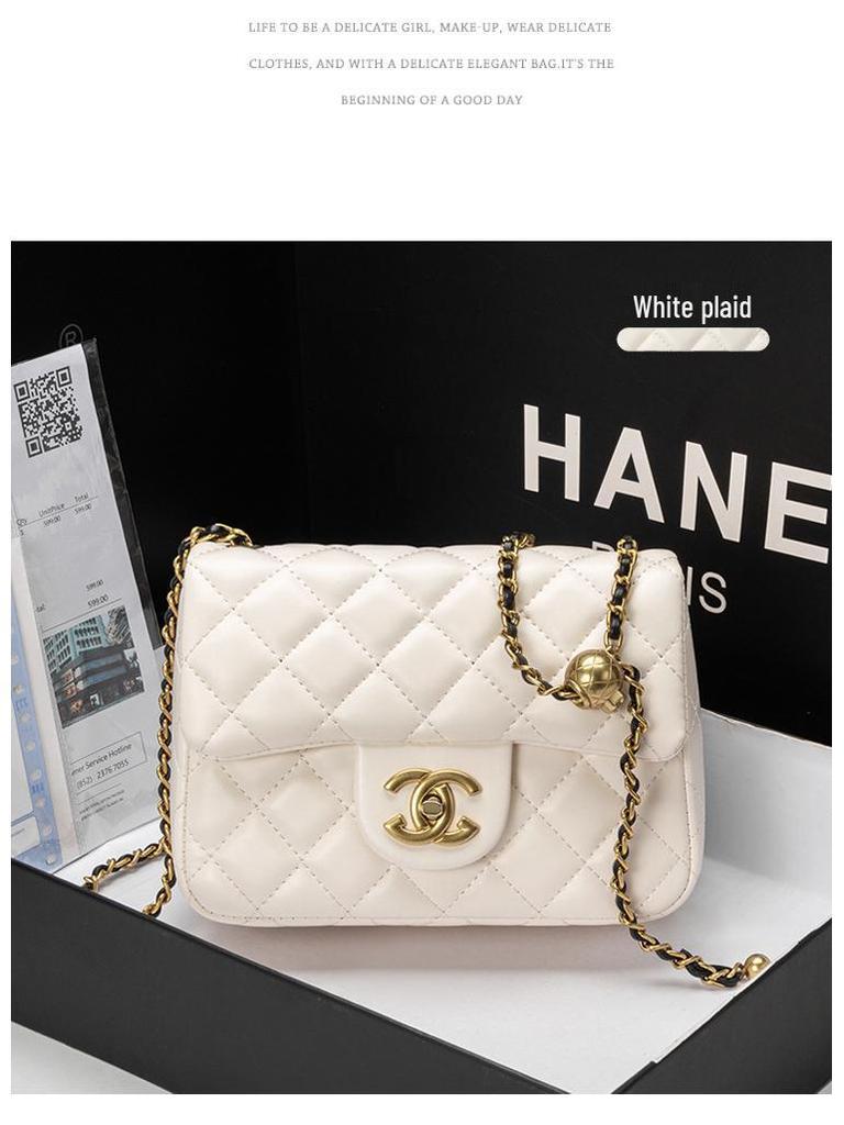 Женская квадратная сумка кроссбоди на золотой цепочке 2025 года - ромбовидная стежка из овчины