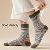 5 пар мужских зимних носков, высокие хлопковые носки в стиле ретро, этнические, эластичные манжеты в рубчик, цветные