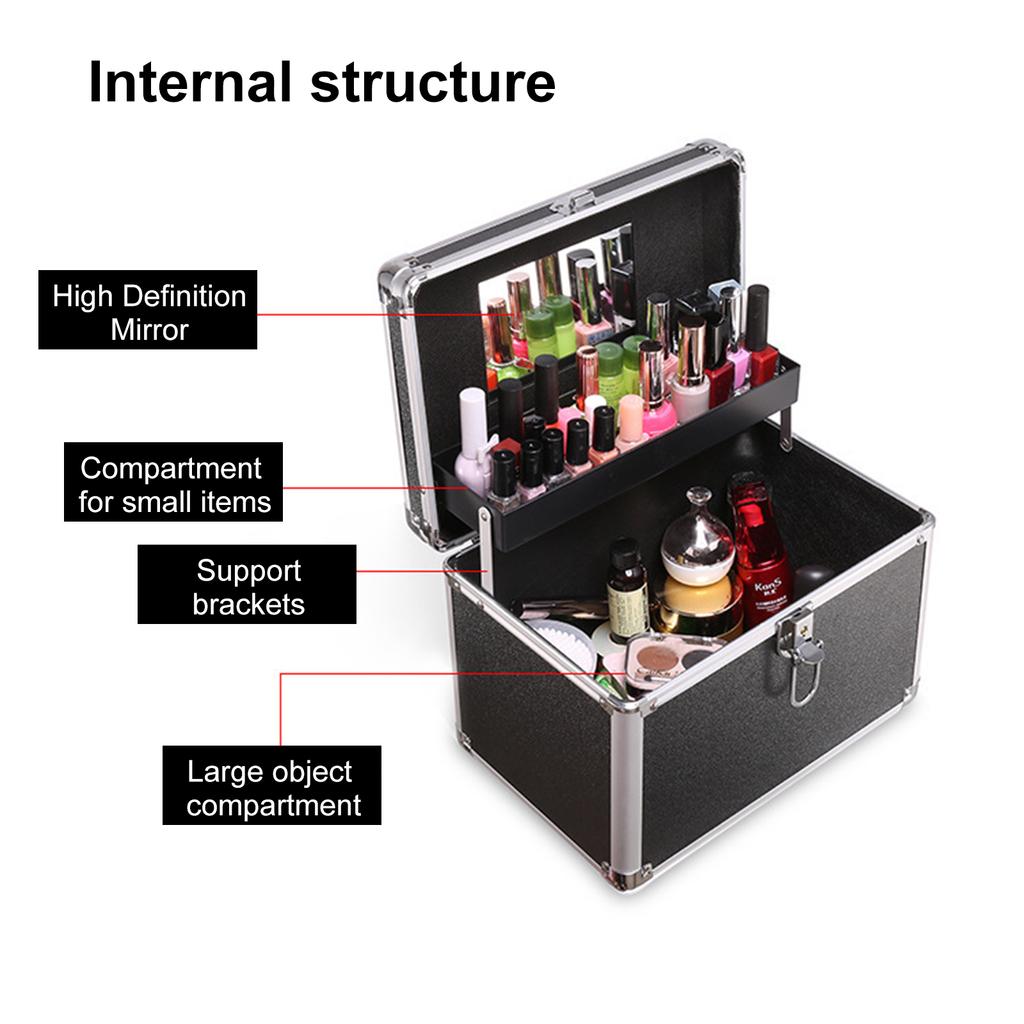 Cosmetic Organizer Box, Portable, Make Up Case, Lockable, Storage Box, for Jewelry & Make Up Tools