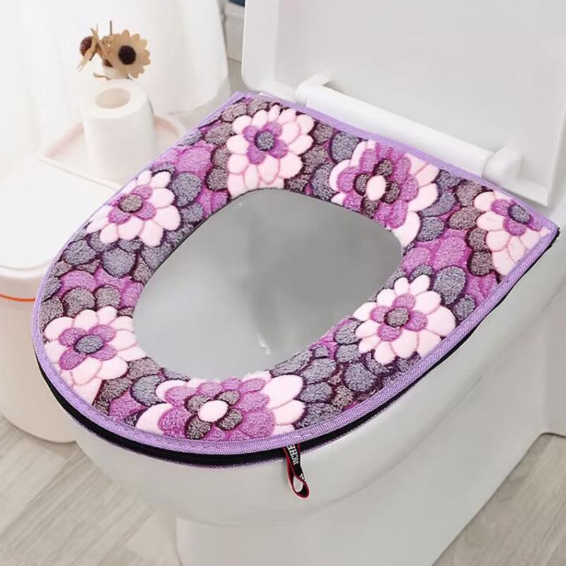 Мягкий чехол на сиденье унитаза на молнии - утолщенный для всех сезонов