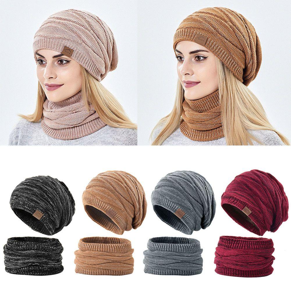 Keep Warm Women Men Wool Winter Hats Scarf Set Hedging Caps Millinery Beanies Caps