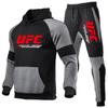 Mens Winter Sporty Hooded Sweatshirt Jogger Set Cotton Blend Warm Fleece Tracksuit Gym MMA UFC Training