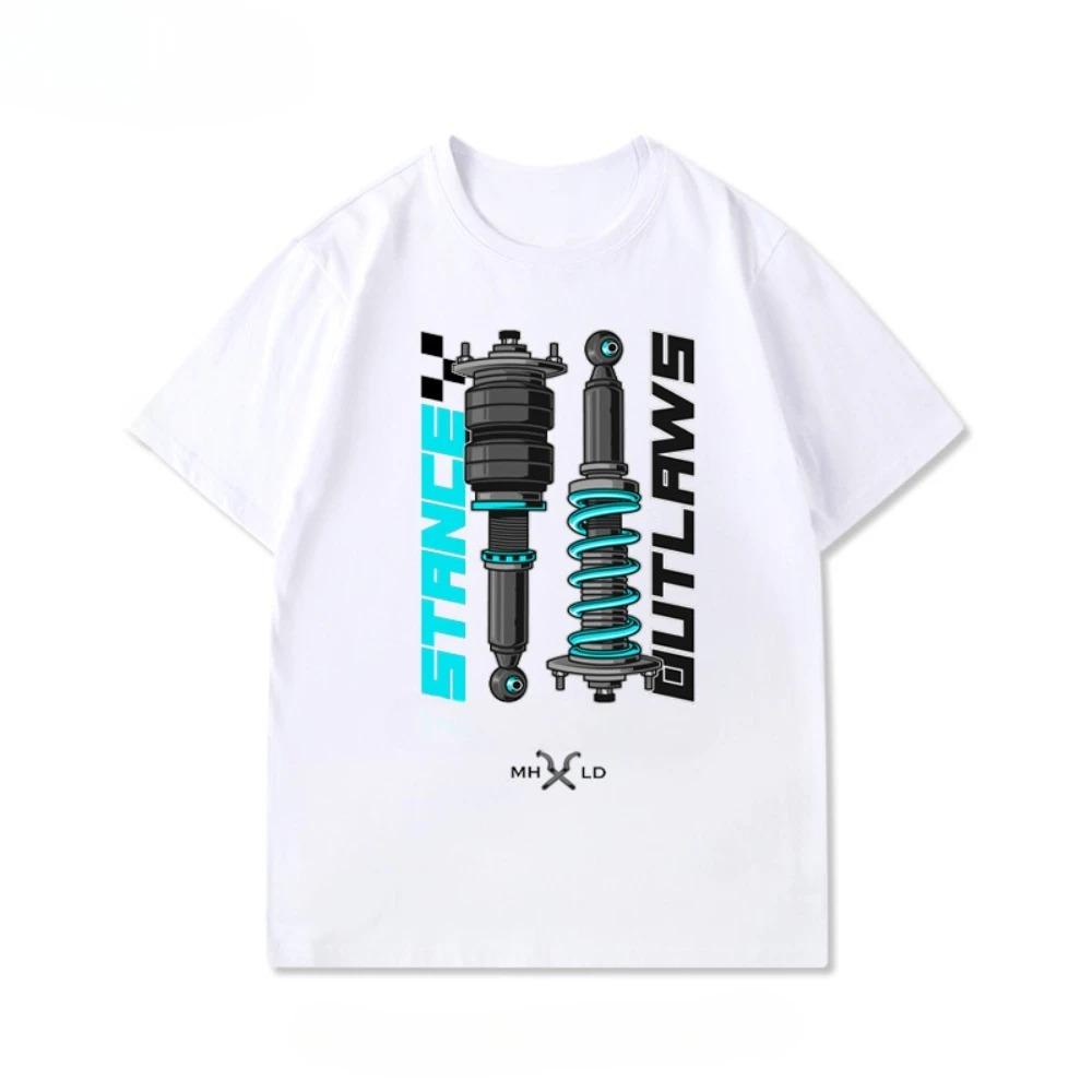 2025 Модифицированная автомобильная культура Амортизирующая Ассоциация автомобильных друзей Свободная футболка с коротким рукавом Мужская и женская Модный бренд Лето