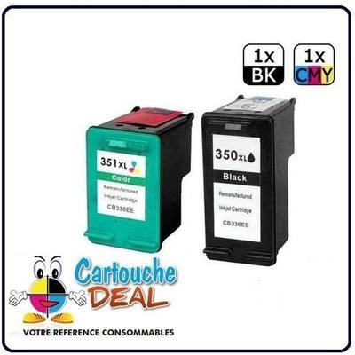 Набор из 2 картриджей - CARTOUCHE DEAL - Совместимый HP 350XL 351XL - Черный - Большая емкость - 34мл 15мл