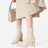 High Quality Socks Short Boots Women Solid Knitting Boots Stretch Sock Mid-calf  Party Square High Heels Sexy Ankle