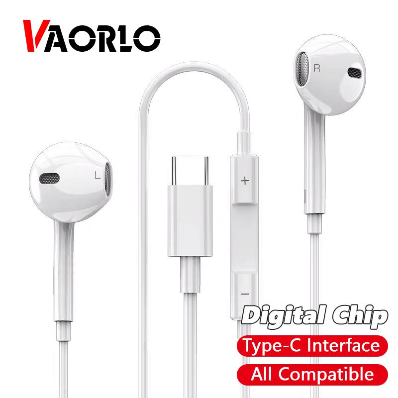 VAORLO Цифровые проводные наушники Type-C, совместимые для iphone 15, Samsung, Xiaomi, Huawei, 3,5 мм, стереонаушники с супер басами, спортивная гарнитура