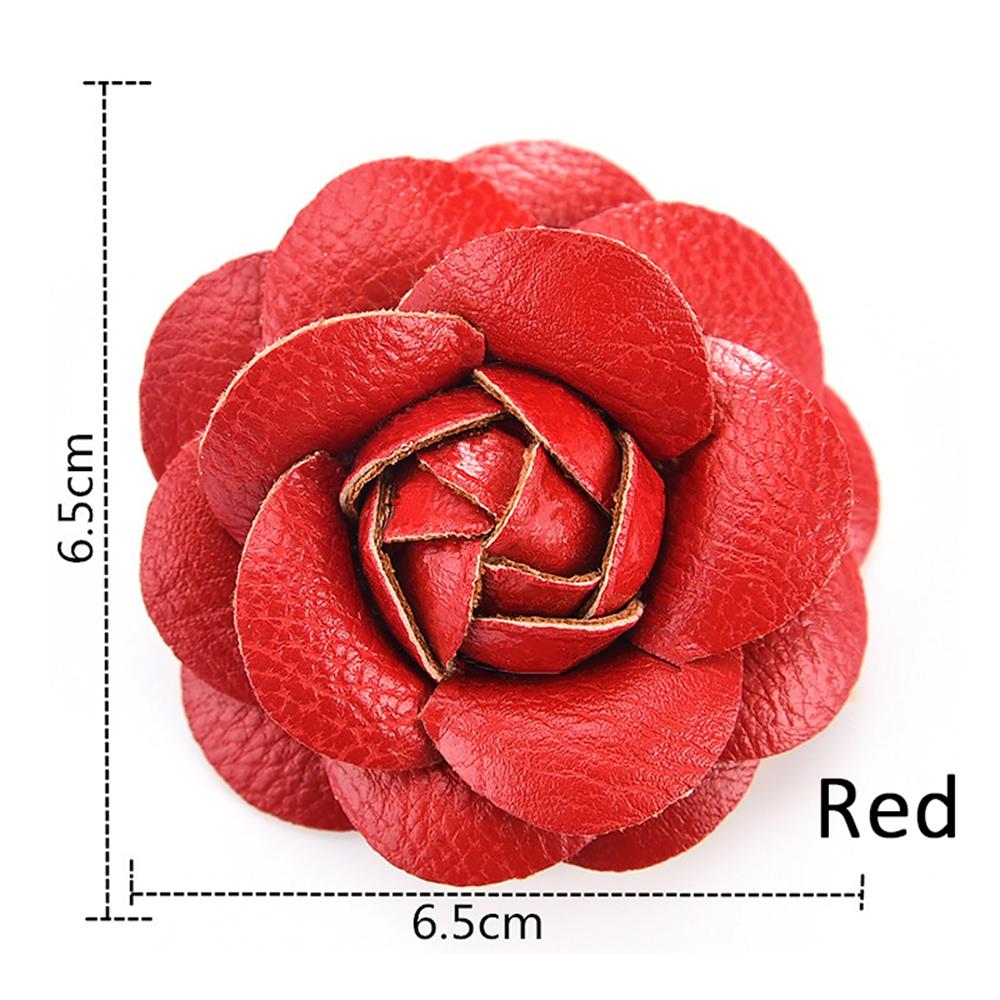 Pin Jewelry Women Accessories Gifts Brooch PU Leather Camellia Flower DIY Craft Supplies Corsage