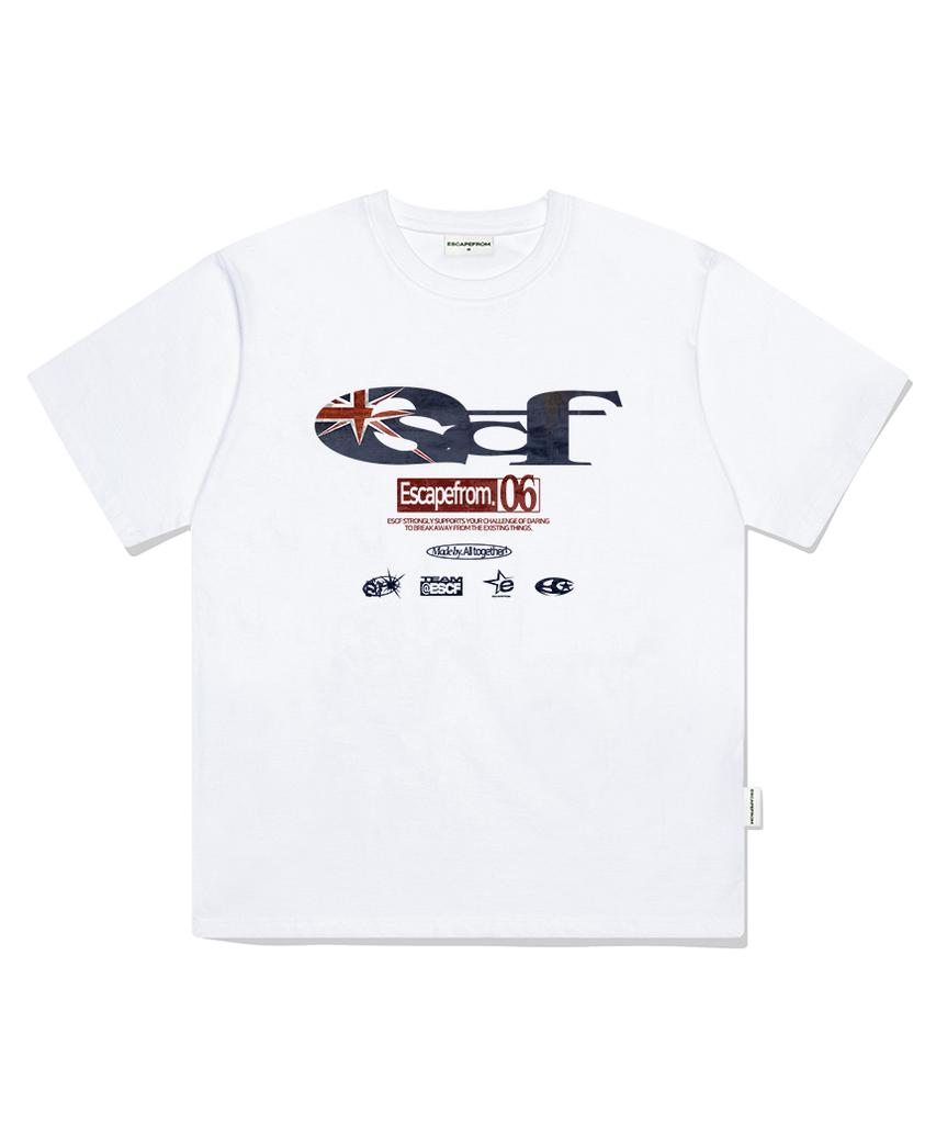 ESCAPEFROM British Vintage Escf Logo Collage Print Oversized Short Sleeve T-Shirt [3 Colors]