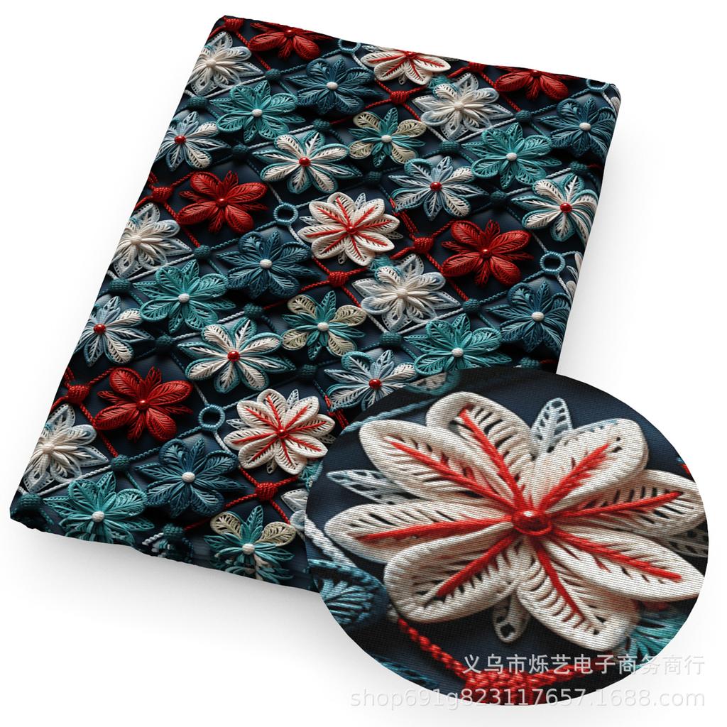 Сделай сам Синтетическая кожа Ткань Цветы Цветочный принт Имитация вышивки Искусственная кожа Обувь Имитация вышивки