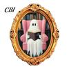 Decorative Magnetic Decor Halloween Ghost Fridge Magnet, Vintage Oval Frame Refrigerator Magnet Wooden Kitchen Decoration Accessories, Party