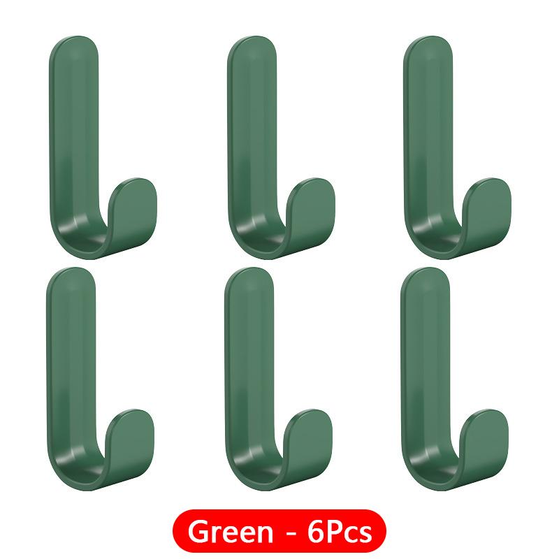6 Pcs Powerful Sticky Hook Without Punching Hook Kitchen Bathroom Living Room Door Hook Bedroom Dormitory Colorful Sticky Hooks