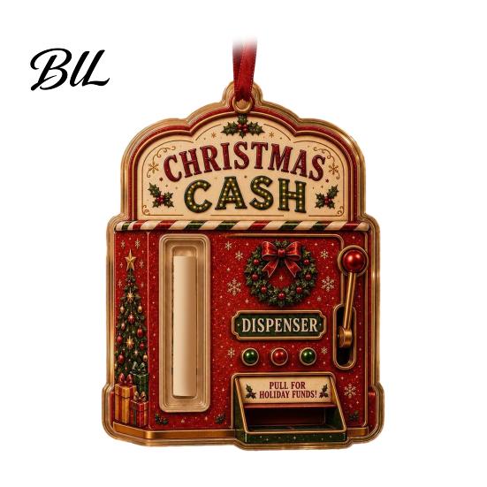 Money Gift Card Holders for Christmas 2D Acrylic Cash Holder Ornament, Hanging Family Xmas Tree Decor, Reusable Pocket Keepsake Holiday Party