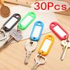 30 Coloured Plastic Key Fobs Luggage ID Tags Labels Key Rings with Name Cards