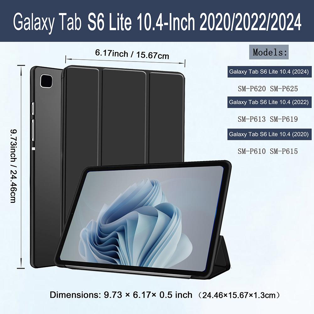 Case for Samsung Galaxy Tab S6 Lite 10.4'' // (SM-P620/P610/P613/P615), Magnetic Slim Trifold Stand Cover,Soft Back