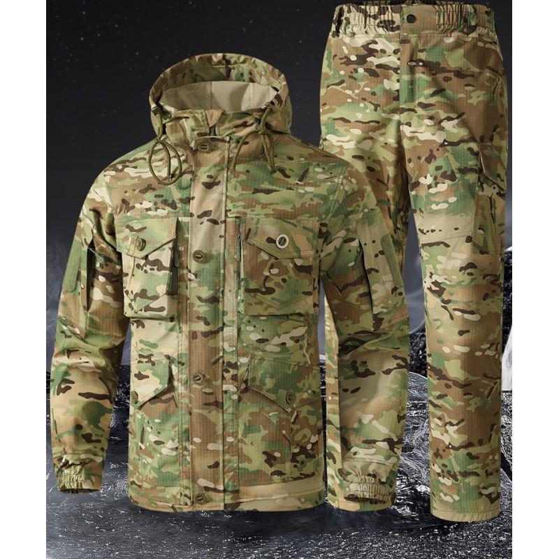 Mens Camo Tactical Outdoor Workwear Set Windproof Durable Hiking Fishing Cycling Utility Jacket Pants