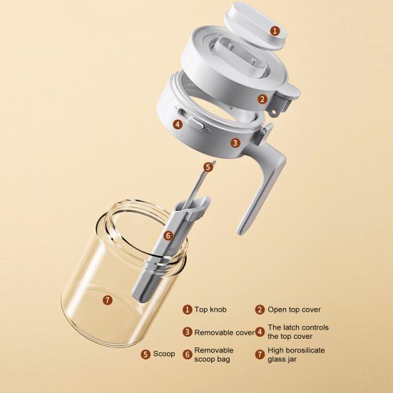 Glass Spice Jar with Spoon Locking Design Airtight Lid Multifunctional Seasoning Container for Spices Salt Sugar