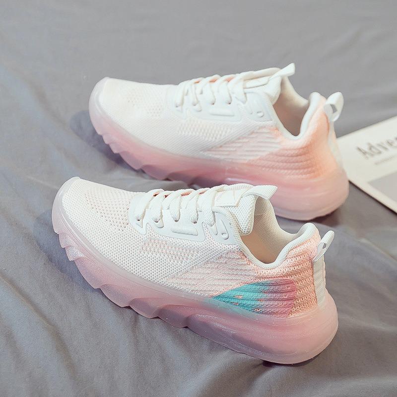 Spring and Summer New Bright Jelly Sole Sports Casual Shoes Female Running Student Fashion Hollow Mesh Breathable Versatile Shoes
