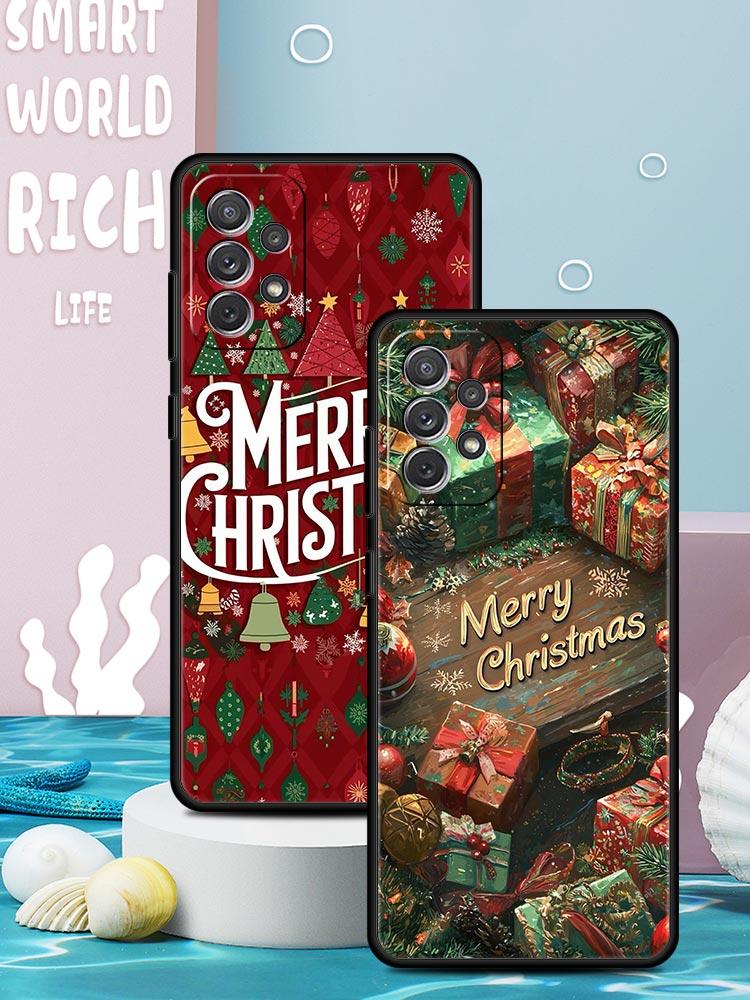 Чехол для телефона 'С Рождеством' для Samsung Galaxy A55 A35 A17 A07 A15 A13 A25 A51 A71 A72 A73 A32 A52 A52S A41 5G Мягкий ТПУ Чехол-сумка