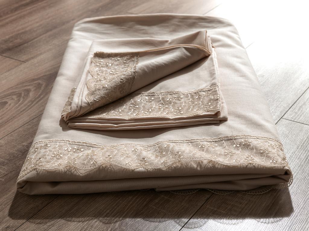 Комплект пододеяльников Yonca 6шт, Пододеяльник 200х220, Простыня 240х260 Хлопчатобумажная ткань, Полный размер, Двойной размер Бежевый