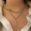 Vintage Multi-layer Coin Pendant Choker Necklace For Women Gold Silver Color Fashion Chunky Chain Necklaces Jewelry