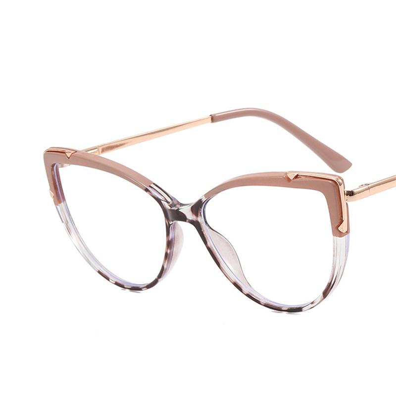 Metal Cat Eye Glasses Frame Woman Fashion Brand Designer New Trend Cateye Computer Eyewaer Gradient Color Frame Eyegalsses