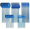 Stainless Steel Rainbow Dinnerware Set Steak Knife Fruit Fork Coffee Spoon Cutlery Set Kitchen Tableware Flatware Set 30Pcs/6Set
