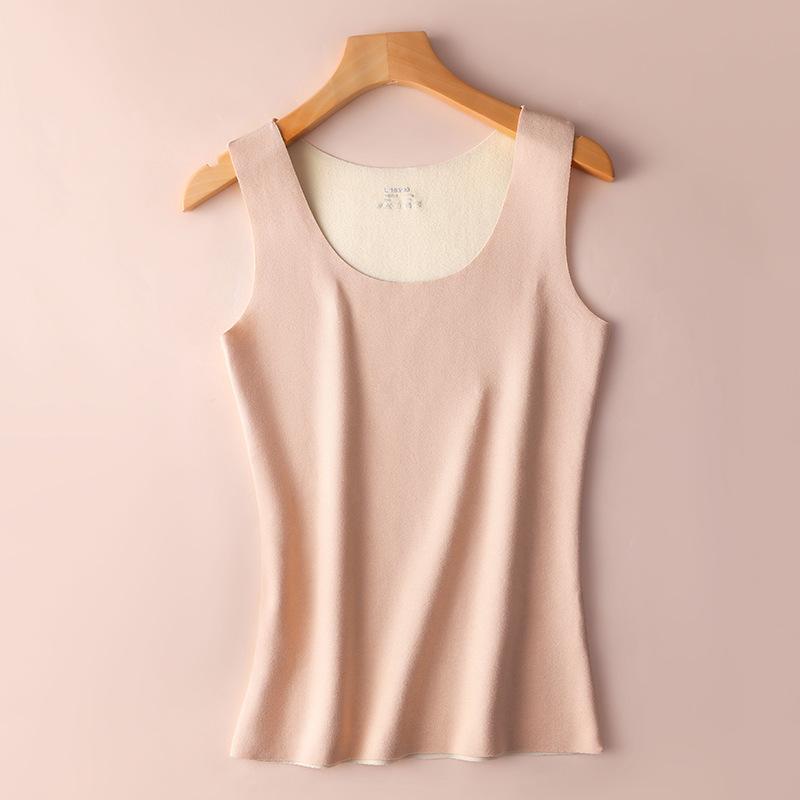 Women's Warm Sleeveless Warm Top - Winter Warmth, High Elasticity -Line Contour Shirt, Round Neck Fitness and Stacking Shirt - Soft and Comfortable