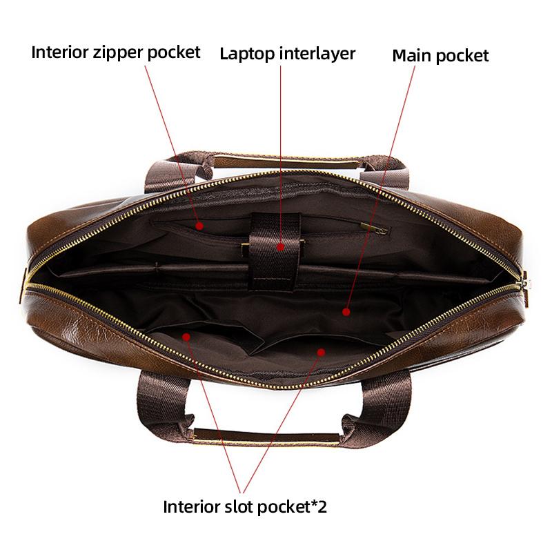 Мужской портфель из натуральной кожи, деловой портфель для ноутбука, литературный ретро-портфель для мужчин, вместительная водонепроницаемая и прочная легкая сумка через плечо