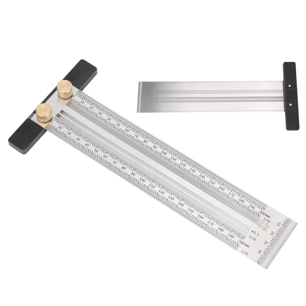 200mm Woodworking Stainless Steel T Ruler Marking Ruler DIY Measuring Scribe Line Tool