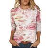 Spring and Autumn Round Neck 3D Flower Pattern Printed Top Fashionable Casual Temperament Long Sleeved Women's T-shirts