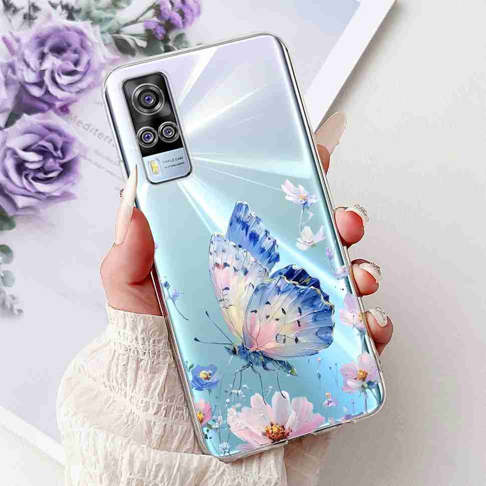 For vivo Y51 V2030 Case Cute Cat Butterfly TPU Soft Silicone Shockproof Cover For Vivo Y51 VIVOY51 6.58" Flowers Phone Cases