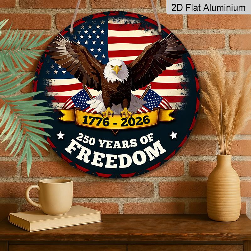 2D Flat 1pc Aluminum Independence Day-Themed Soaring Eagle Wall Decor 7.87 inches x 7.87 inches Patriotic Decor Suitable for hanging on front doors