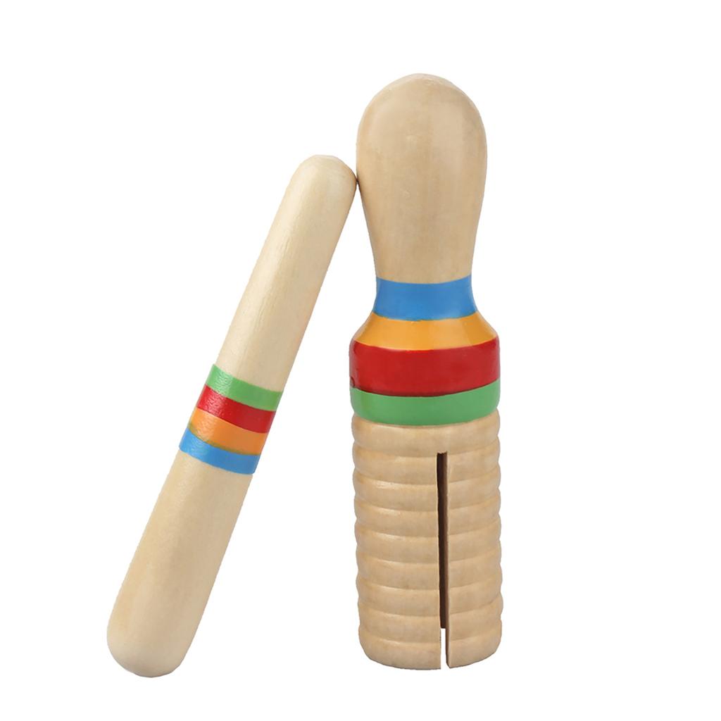 Colorful Wooden Crow Sounder Wood Guiro Kids Children Musical Toy Persussion Instrument